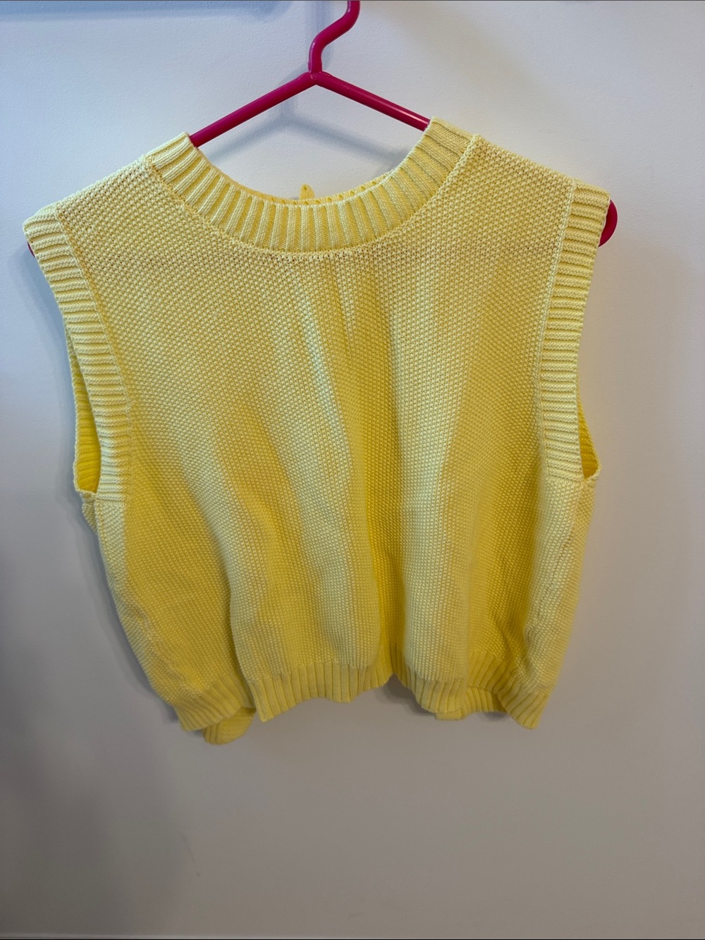 Bright Yellow Knit Sweater Vest - Sleeveless Crewneck